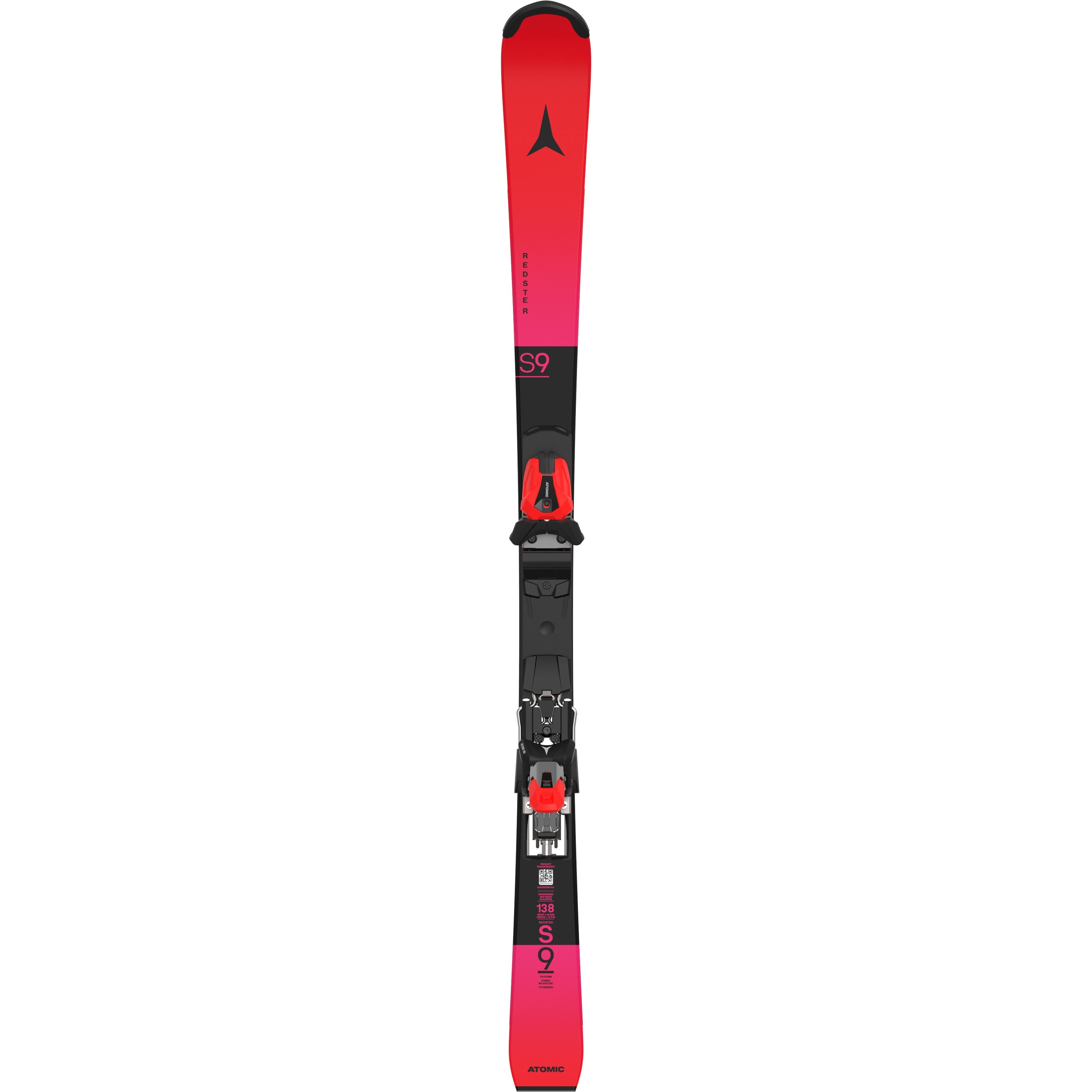 ATOMIC NYI Redster FIS S9 J-RP3 red/bk/pink w/Icon 10 kalnu slēpes ar stiprinājumiem