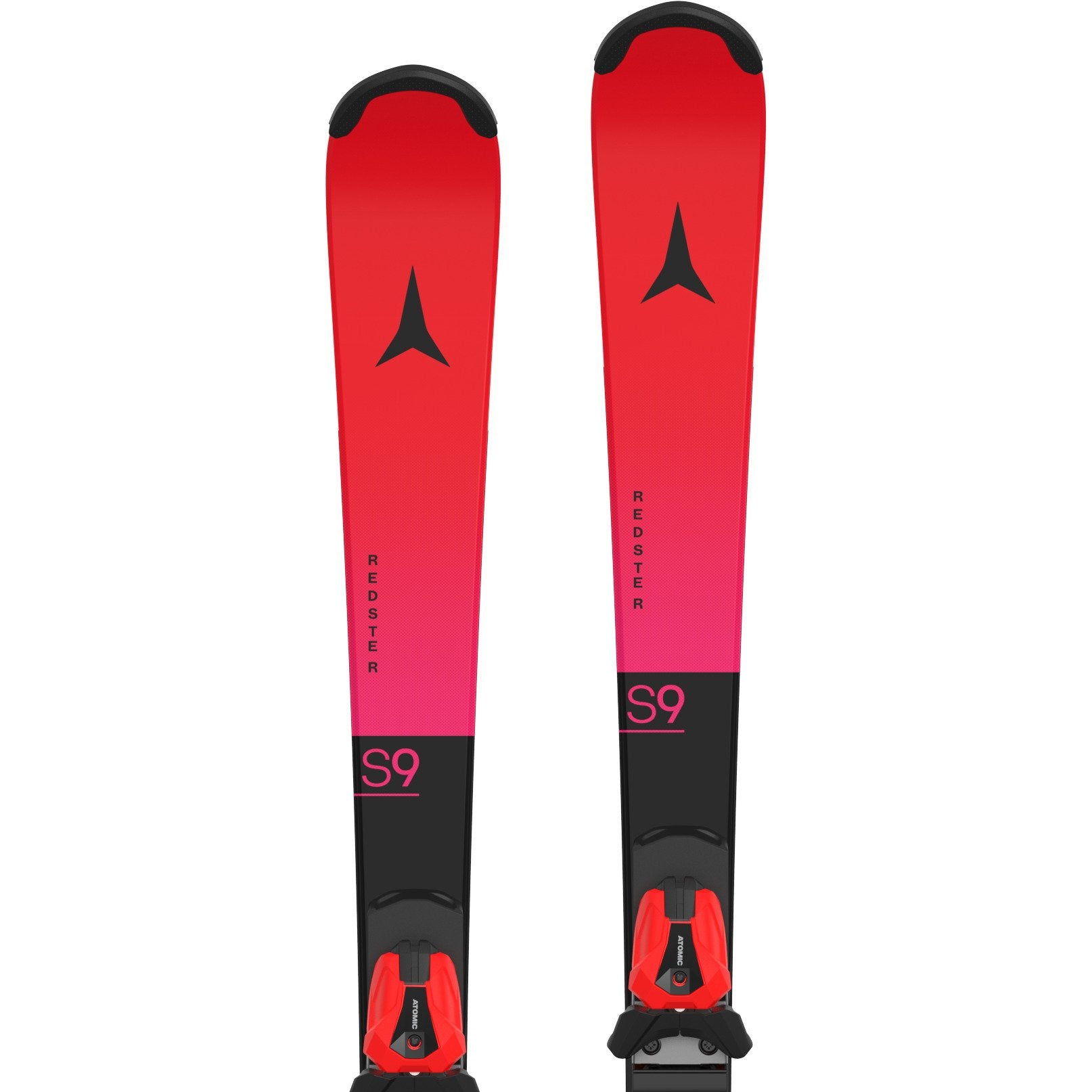 ATOMIC NYI Redster FIS S9 J-RP3 red/bk/pink w/Icon 10 kalnu slēpes ar stiprinājumiem