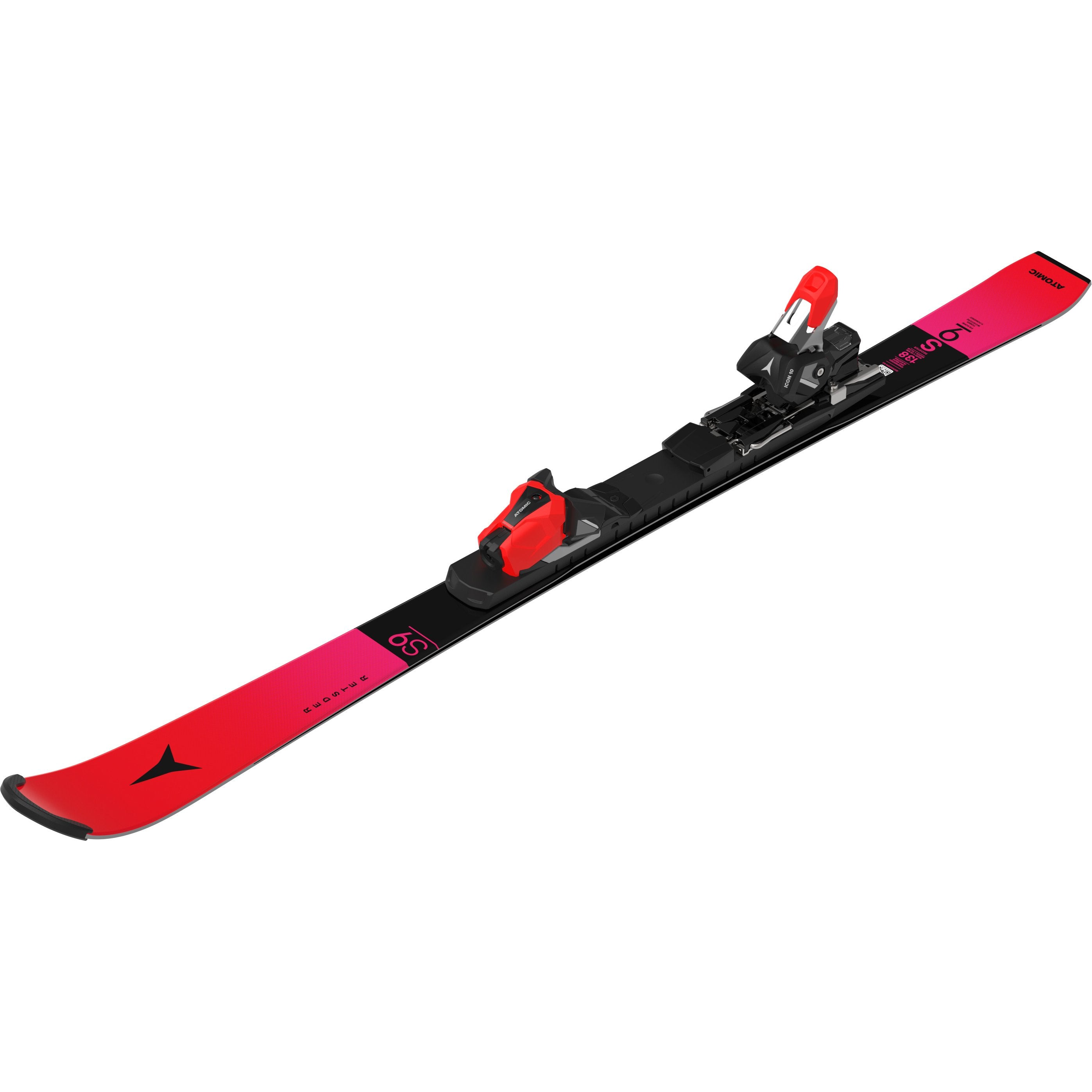 ATOMIC NYI Redster FIS S9 J-RP3 red/bk/pink w/Icon 10 kalnu slēpes ar stiprinājumiem