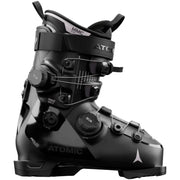 Black Atomic ski boot with intricate design on a white background