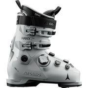 White and black Atomic ski boot on a white background