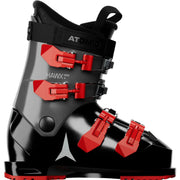 Black and red Atomic ski boot on a white background