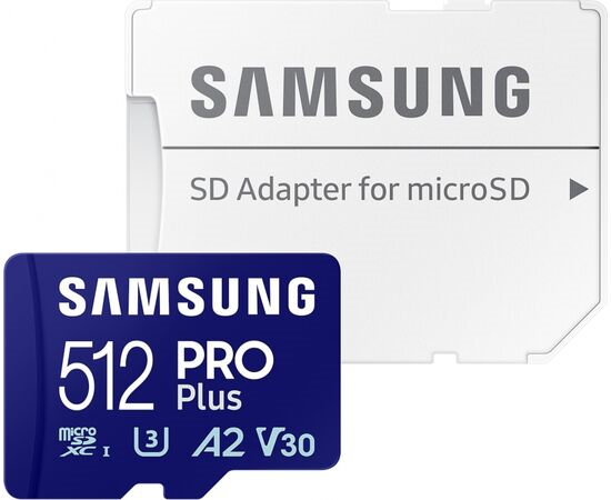 SAMSUNG PRO+ MicroSD atmiņas karte ar adapteri 512GB