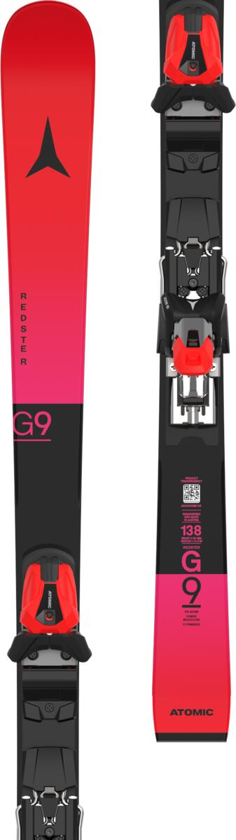 ATOMIC kalnu slēpes ar stiprinājumiem Redster FIS G9 J-RP3 red/violet w/Icon 10