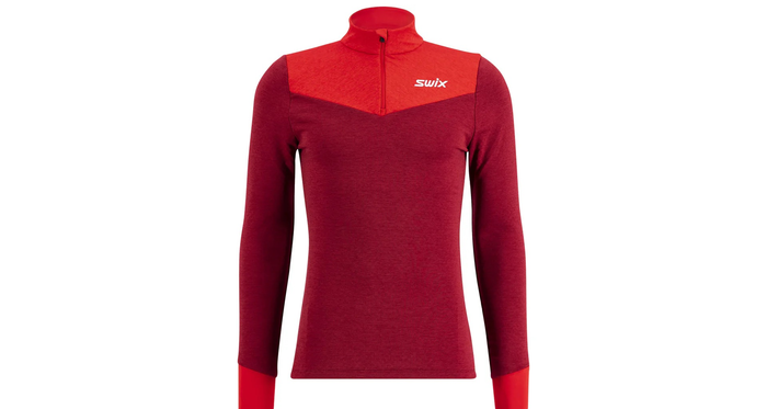 SWIX Dynamic Nordic Midlayer half zip rhubarb red/swix red distanču slēpošanas jaka