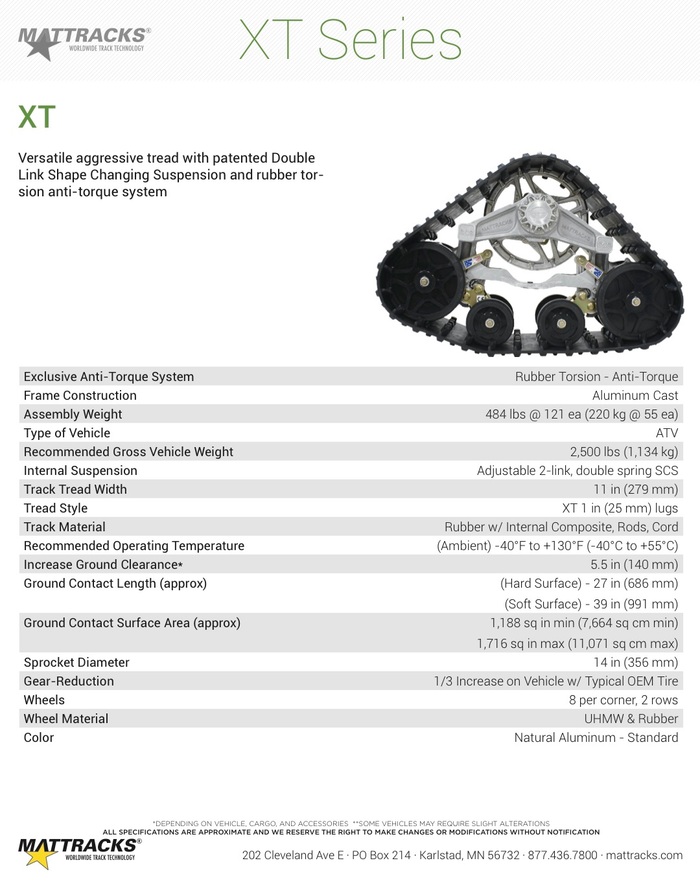 MATTRACKS shaft axle ATV chain system
