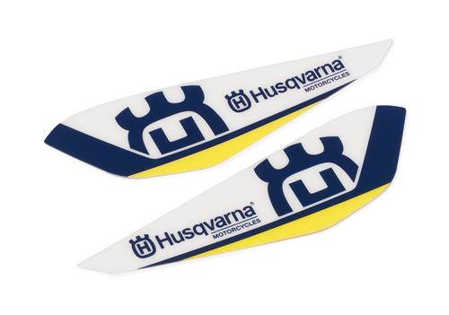 HUSQVARNA uzlīme roku sargiem LH/RH HQ Logo white/blue/yellow