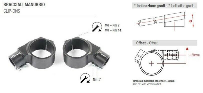 LIGHTECH stiprinājumu kompl stūres stieņiem Clip On's Central D. 55 black