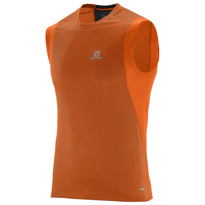 SALOMON sleeveless shirt Trail Runner Sleeveless Tee orange