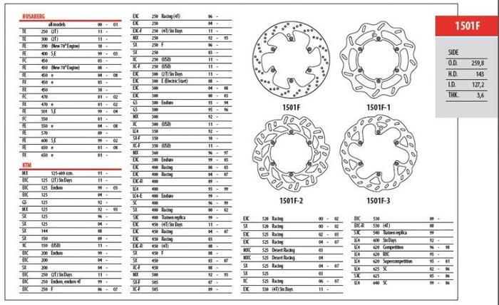 GOLDFREN disks bremžu pr 259.8mm HUSQVARNA All 125-501 '03-'20