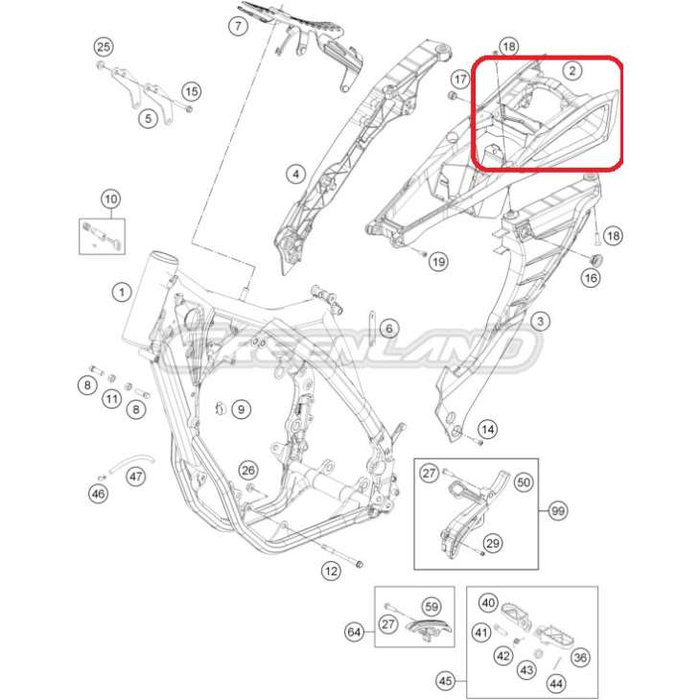 HUSQVARNA plastmasa pusrāmja augšējā daļa 125-501 '18-'19