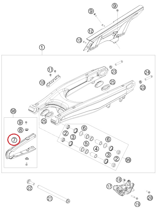 HUSQVARNA slider chain E/SM 701 '16-'20