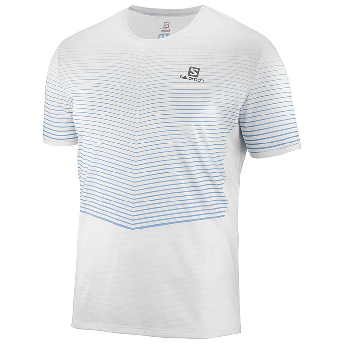 SALOMON T-shirt Sense Tee white/blue stripes