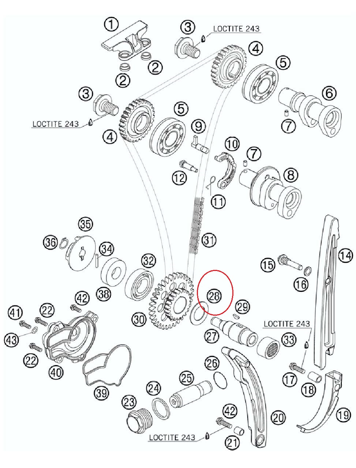 HUSQVARNA paplāksne motorķēdes piedziņas asij 18.2x30x1 FE 250 '13