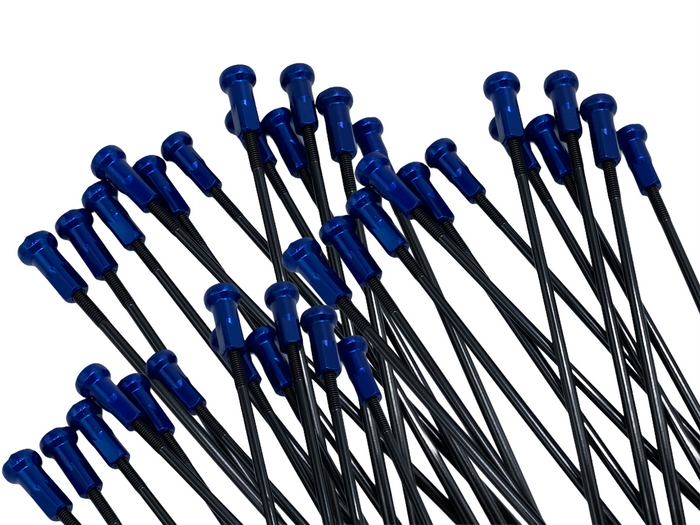 KITE spieķu kompl 18" Spoke black/nipples blue 12gb