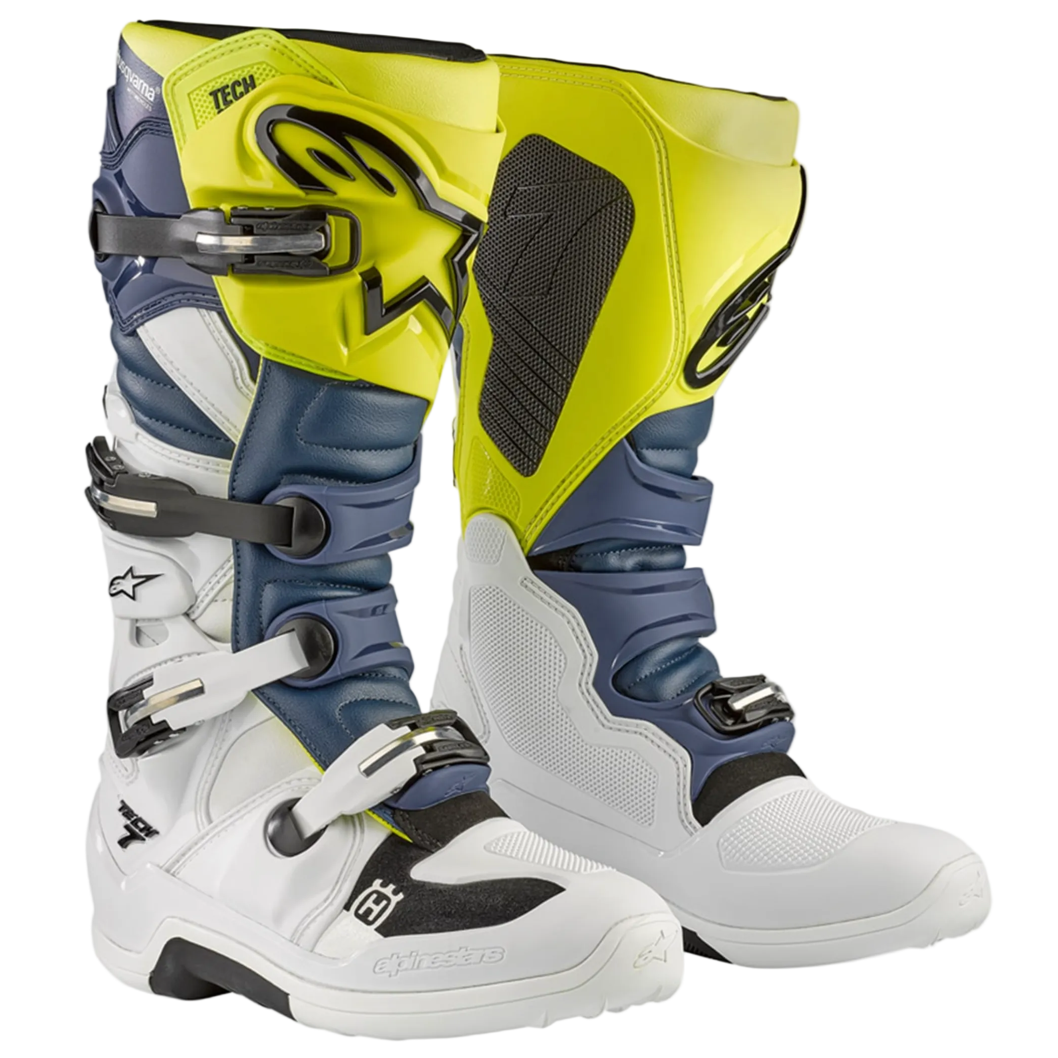 HUSQVARNA batai Tech 7MX batai balti/mėlyni/geltoni
