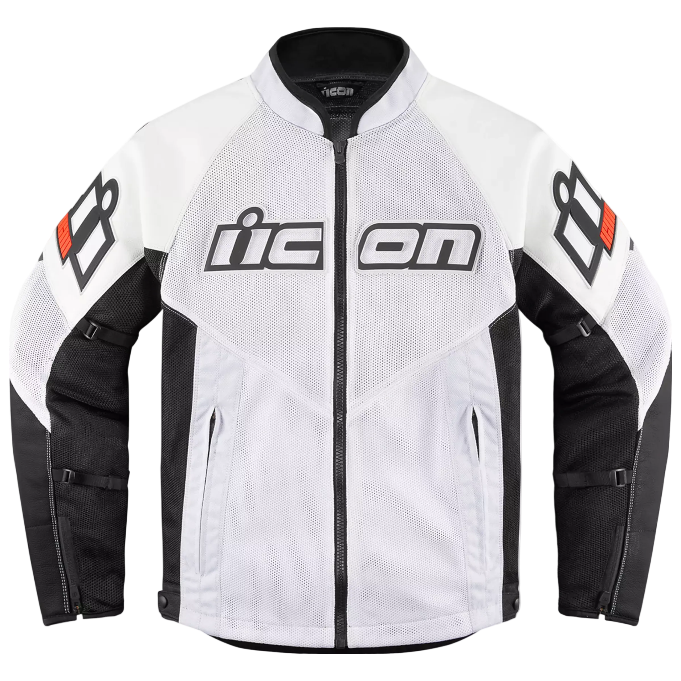 ICON moto jas Mesh AF Leather CE wit/zwart