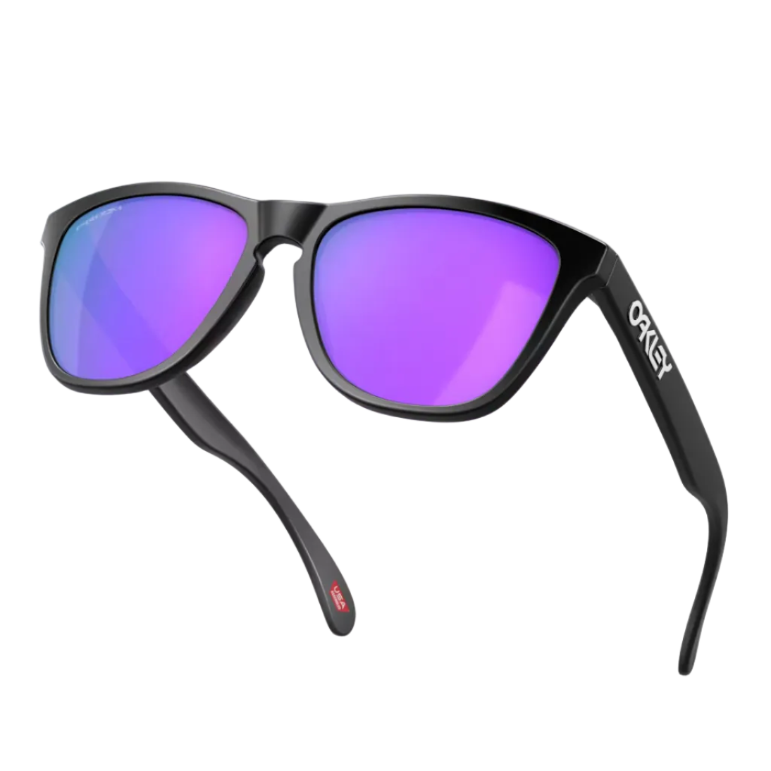 OAKLEY saulesbrilles Frogskins matētas melnas ar prizm violetu