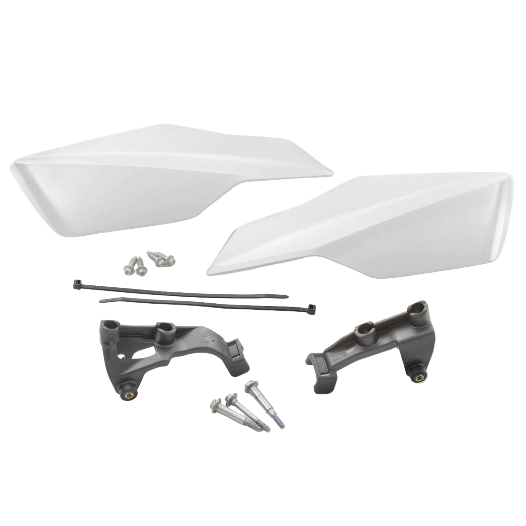 Motorcycle fairing kit with parts on a white background