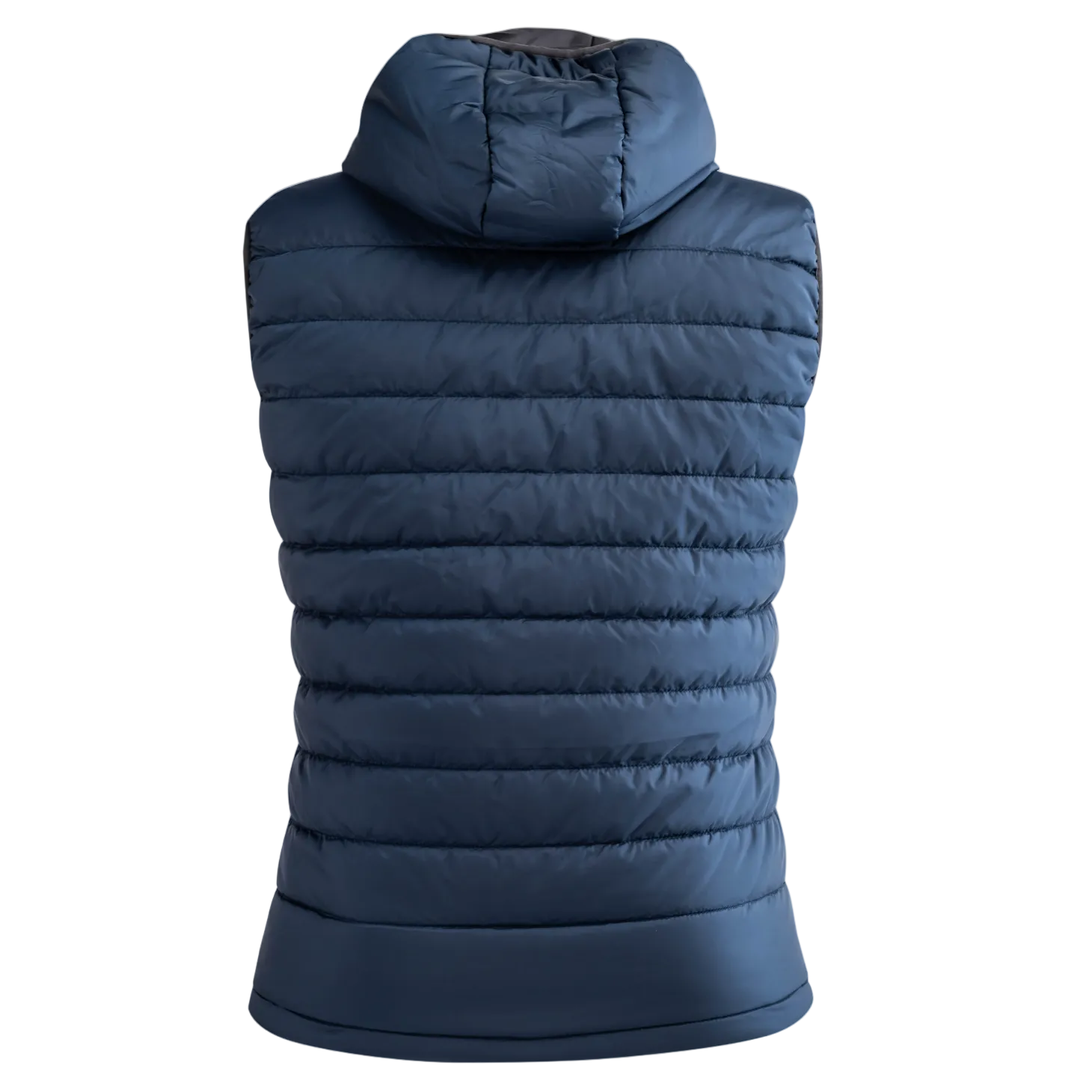 Blue puffer vest on a white background