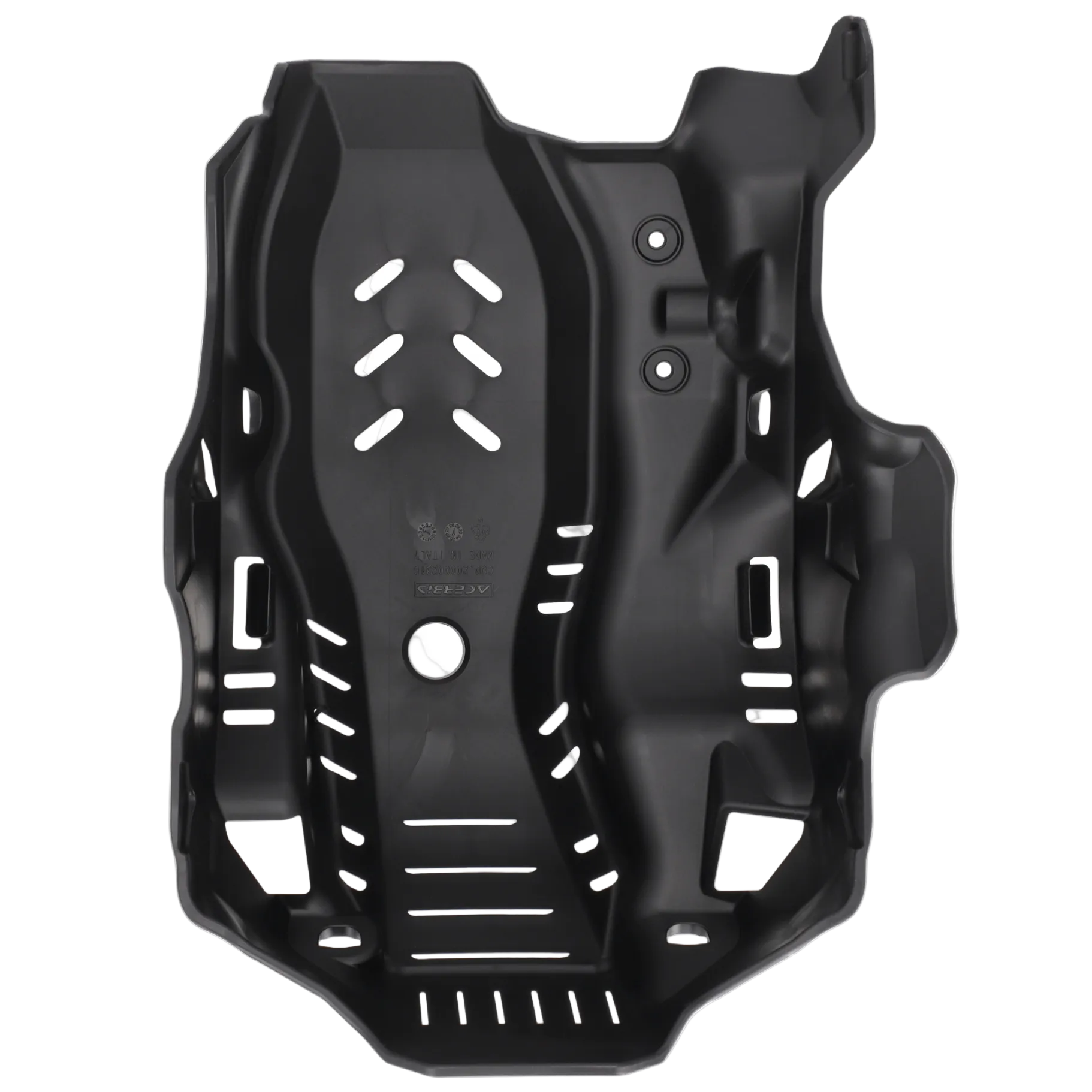 Black motorcycle fender on a white background