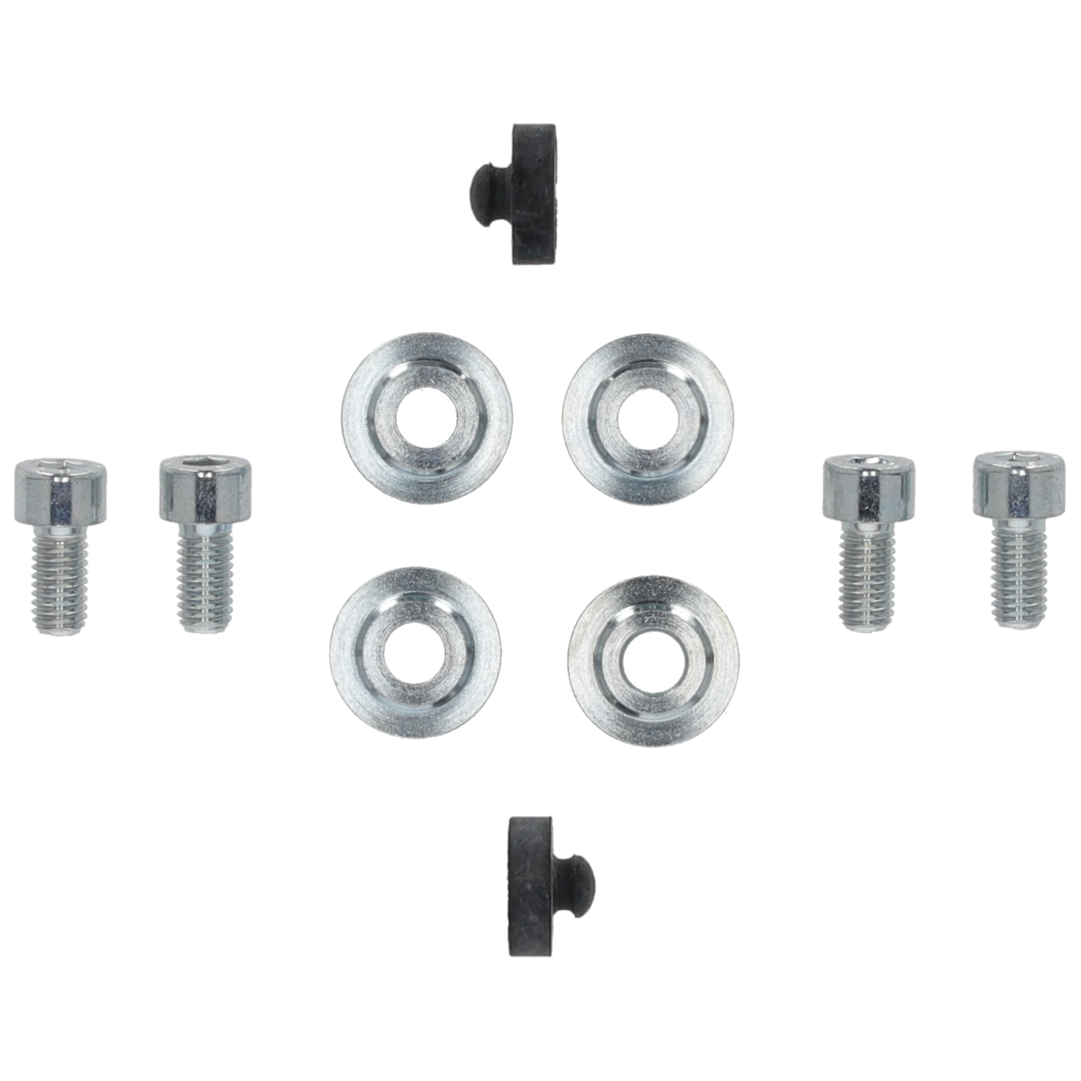 Set of screws and washers on a white background