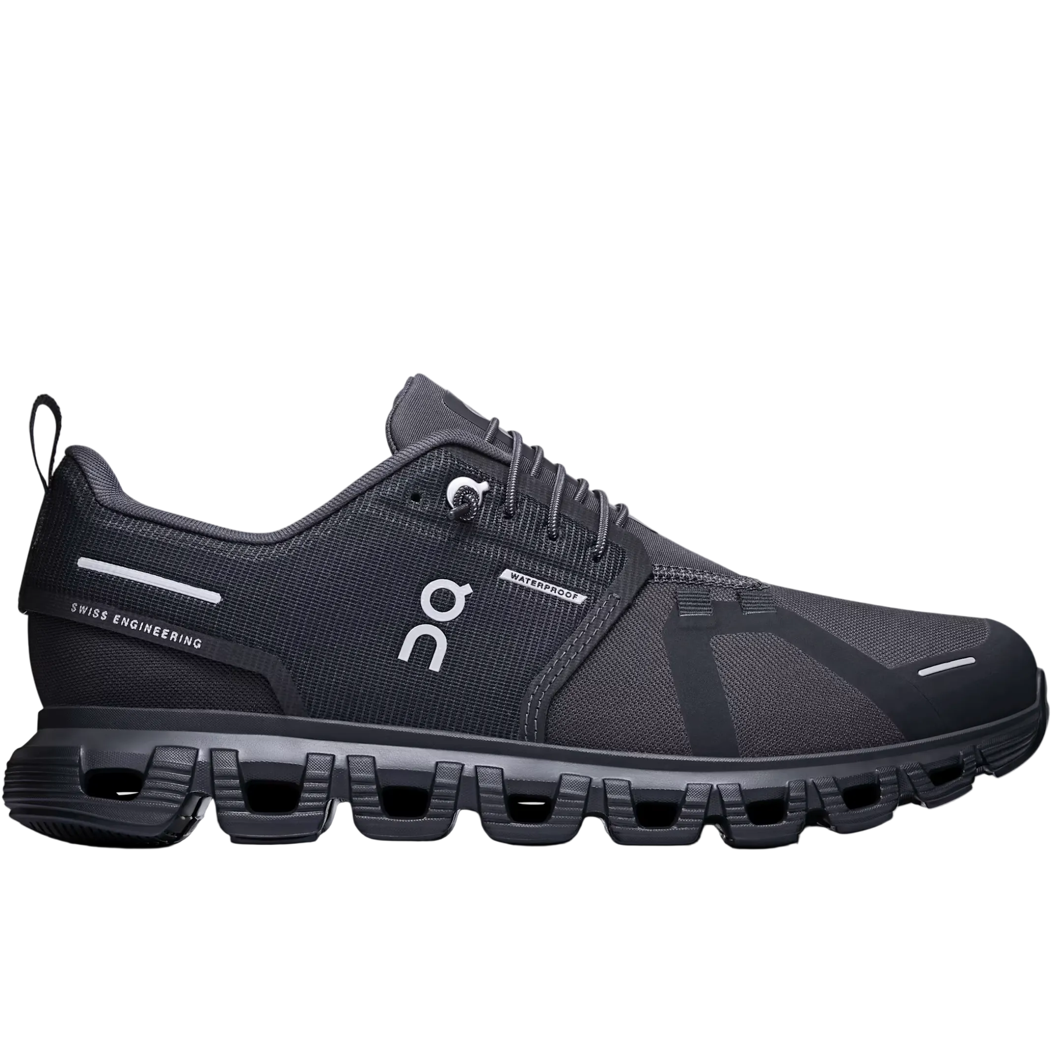 Black athletic shoe on a white background