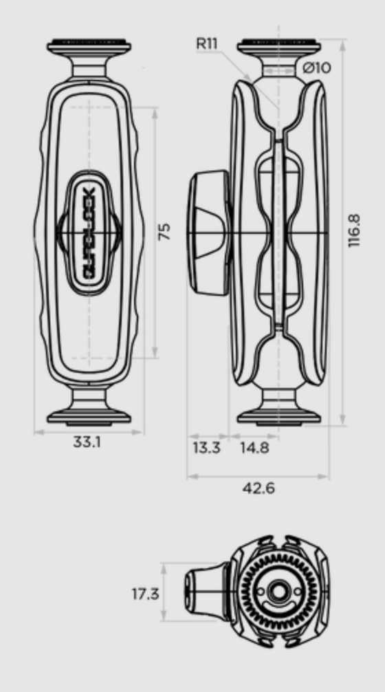 QUAD LOCK stiprinājums 360 Arm Dual Pivot Medium