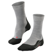 Pair of gray and black socks on a white background