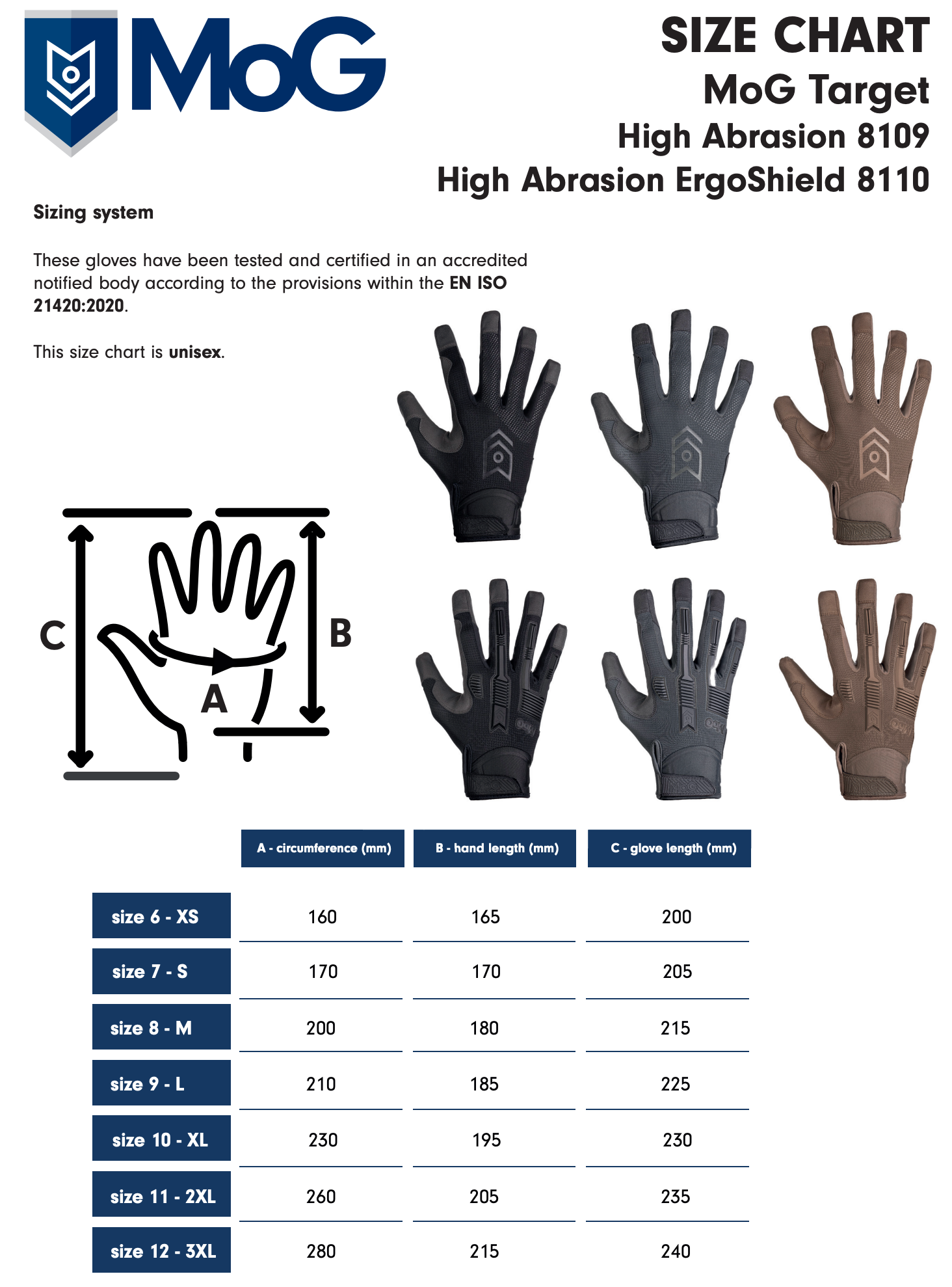 MoG gloves Target High Abrasion coyote brown