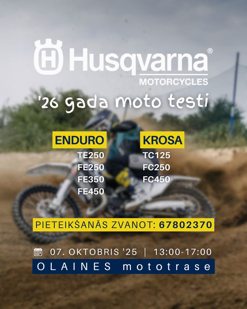 HUSQVARNA moto testi 2026 - maksa/dāvanu karte