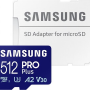 SAMSUNG PRO+ MicroSD atmiņas karte ar adapteri 512GB