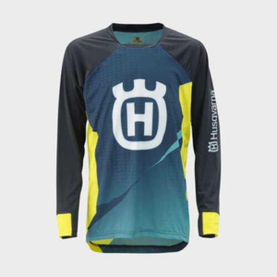 HUSQVARNA krekls Kids Railed black/blue/yellow 