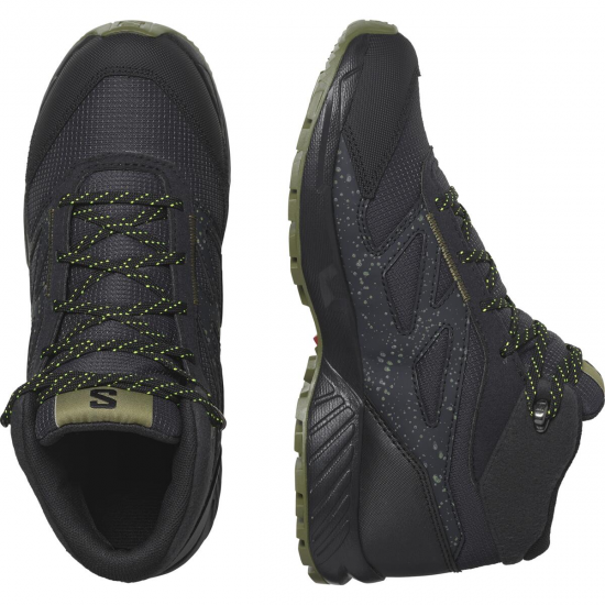 SALOMON apavi Outway Mid CSWP J black/dark green 