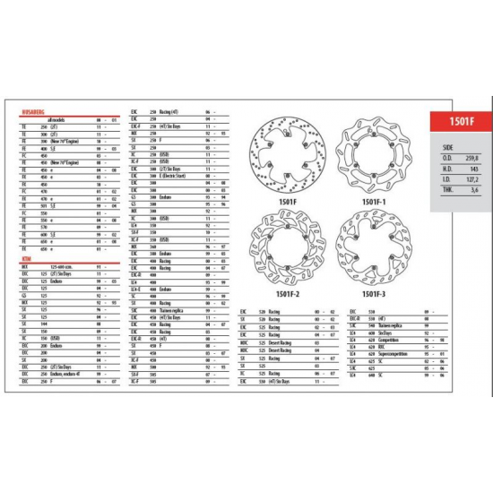 GOLDFREN disks bremžu pr 259.8mm HUSQVARNA All 125-501 '03-'20