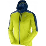 SALOMON vējjaka ar kapuci Fast Wing Hoodie green/blue 