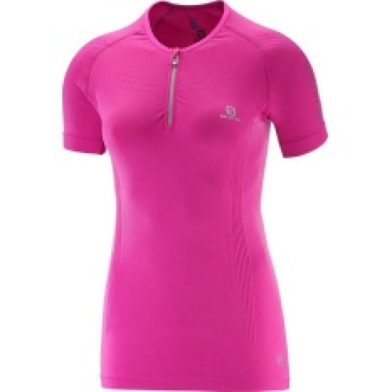 SALOMON krekls SS Lightning Pro Zip Tee W pink 