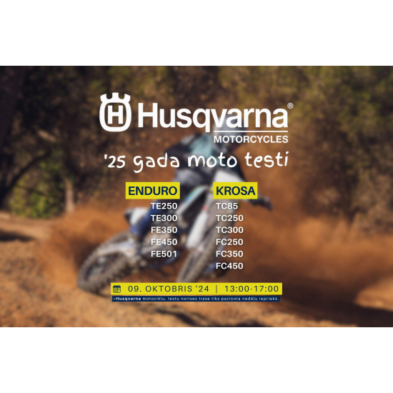 HUSQVARNA moto testi 2025 - maksa/dāvanu karte